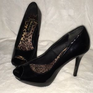 Fabulosity Black Open Toe Heels